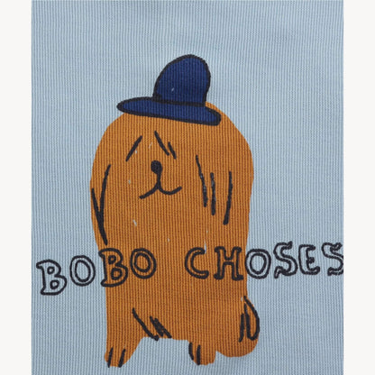 女童蓝色印花棉连衣裙