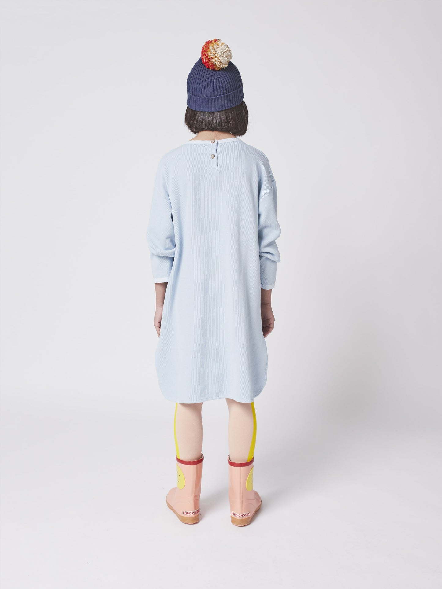 女童蓝色印花棉连衣裙