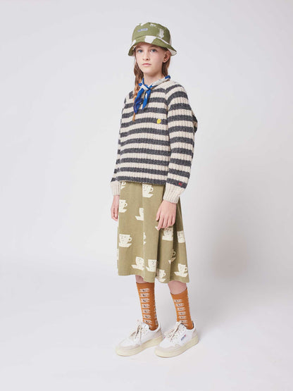 儿童绿色印花渔夫帽