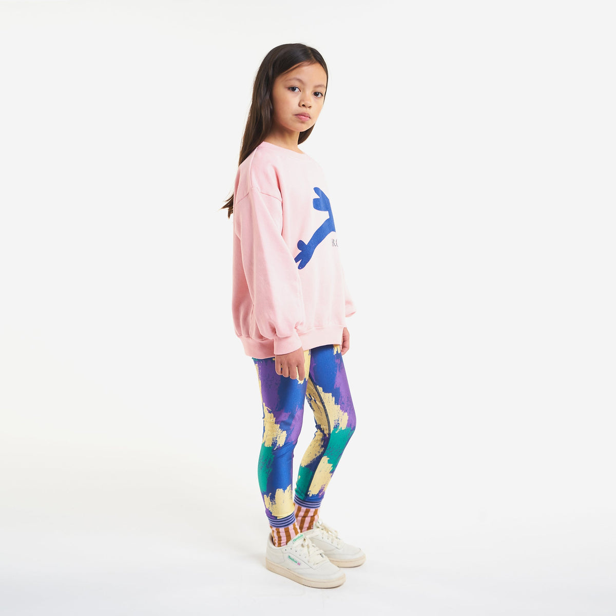 女童粉色跳兔印花棉卫衣