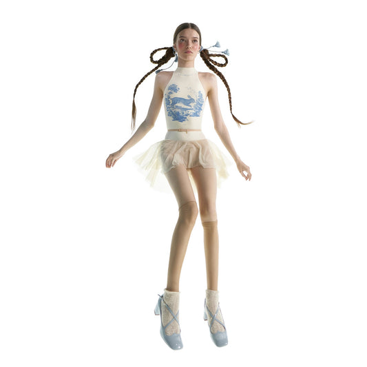 女士白色"ILLUSION"芭蕾舞短裙(232SK04JA/edelw)