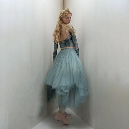 女士雾蓝色"TULLE CLOUD"芭蕾舞半裙(253SK62FT/misty blue)