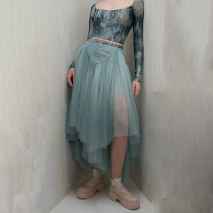 女士雾蓝色"TULLE CLOUD"芭蕾舞半裙(253SK62FT/misty blue)