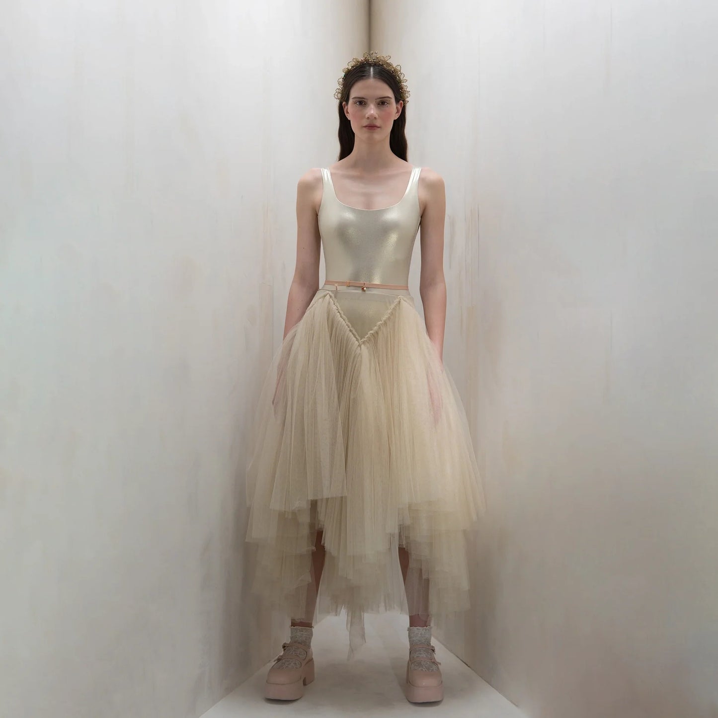 女士香草色 "TULLE CLOUD"芭蕾舞半裙(253SK62FT/vanilla)