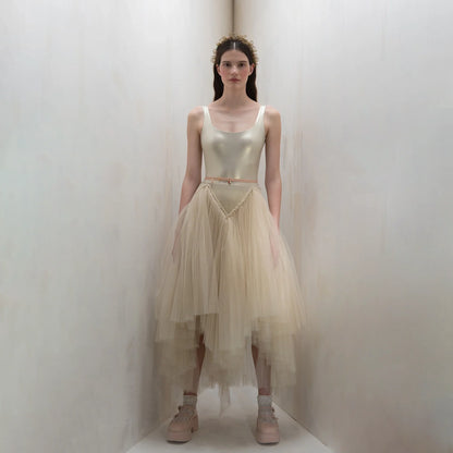 女士香草色 "TULLE CLOUD"芭蕾舞半裙(253SK62FT/vanilla)