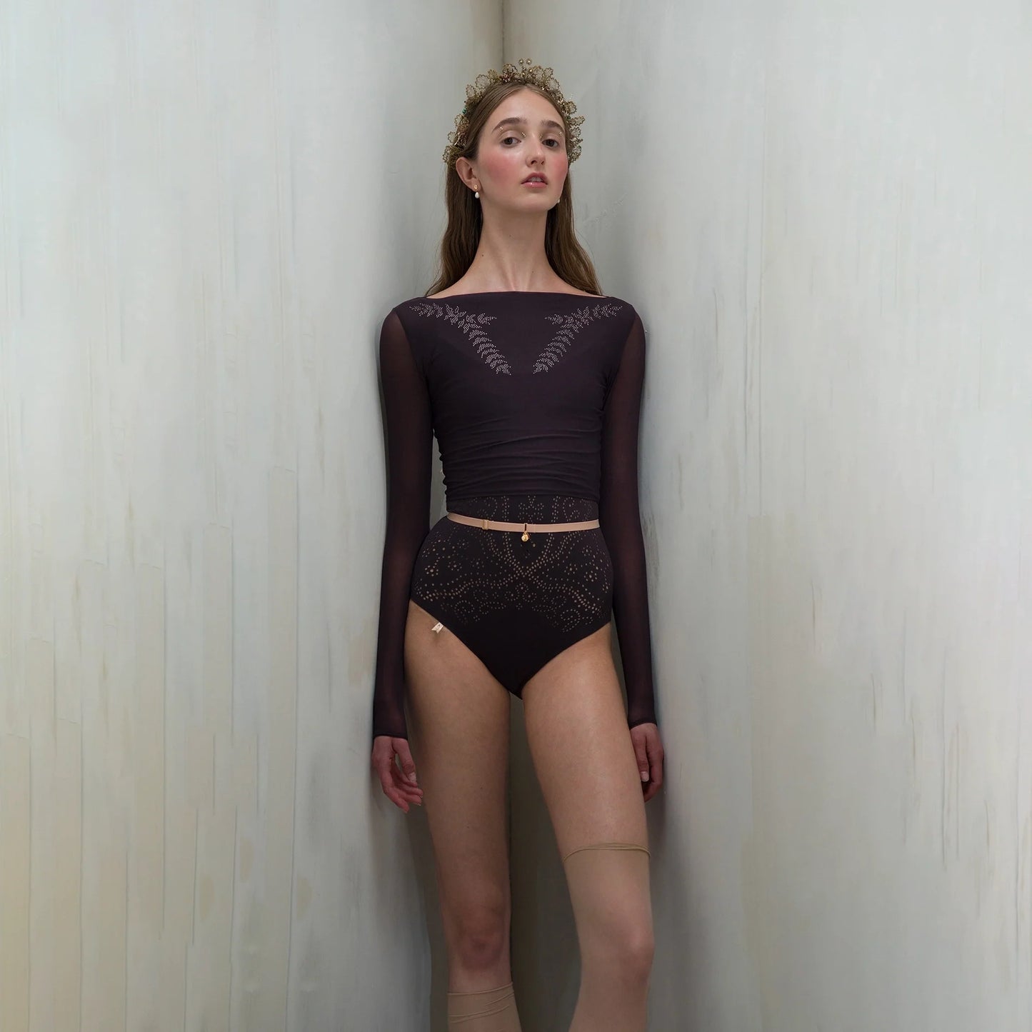 女士深紫色"ÉTOILE HOSIERY"长袖芭蕾舞连体衣(261CT71NX/deep purple)