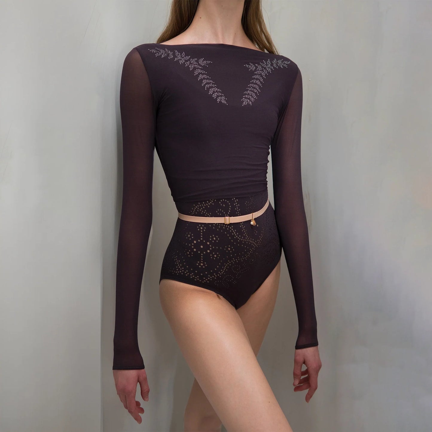 女士深紫色"ÉTOILE HOSIERY"长袖芭蕾舞连体衣(261CT71NX/deep purple)