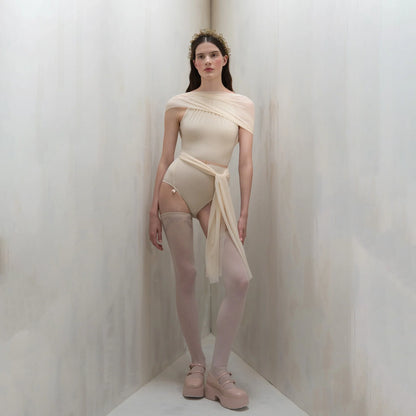女士白色"VEIL LAISSÉ"芭蕾舞连体衣(261LE50TM/edelweiss)