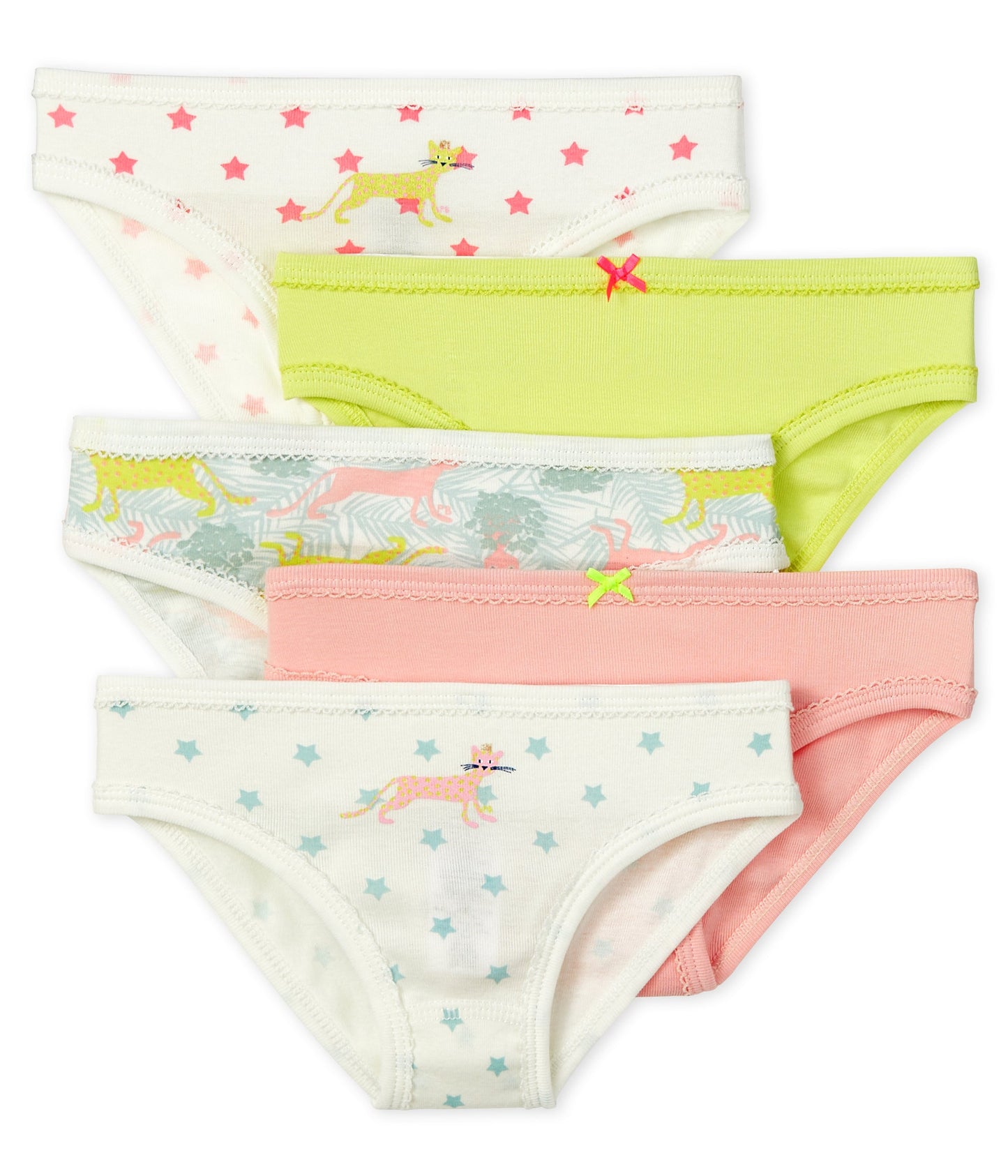 Girls Multicolor Cotton Underwear Set (5 Pack)