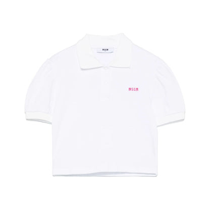 女童白色棉Polo衫