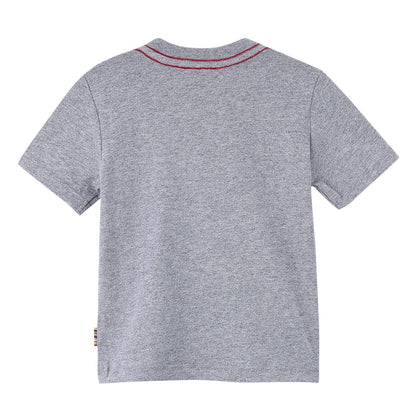 Boys Grey Cotton Colorful Zebra Printed T-Shirt