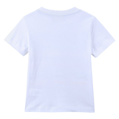 Baby Boys White Cotton T-Shirt With Multicolour Stripe