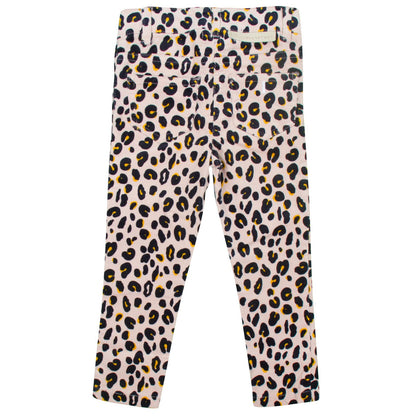 Nina Girls Pink Organic Black&Yellow Leopard Printed Jeans