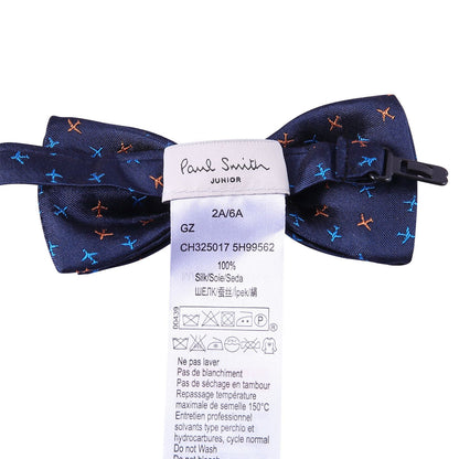 Boys Navy Blue Embroidered Trims Silk Bow Ties