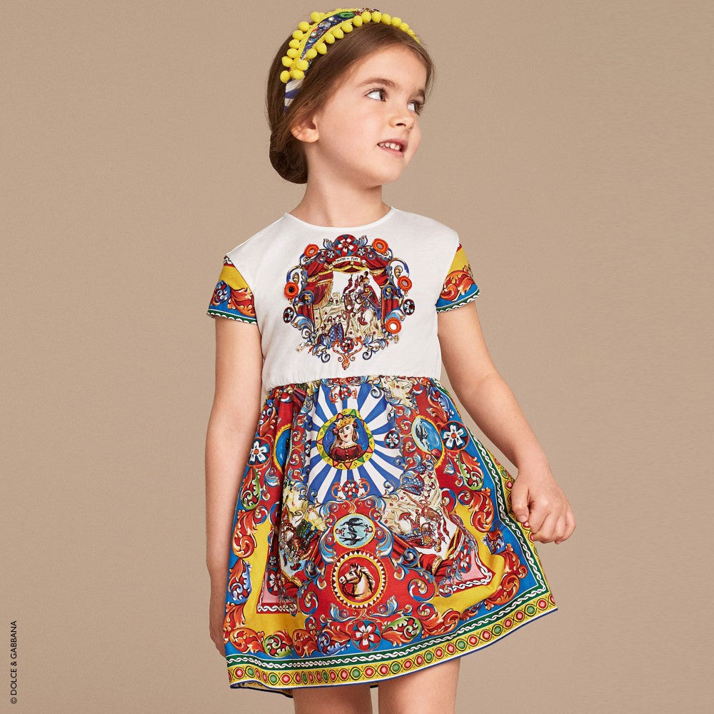 Girls Muliticolor Teatro Pupi Printed Dress