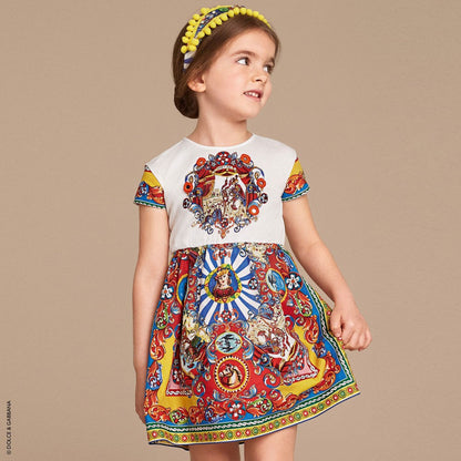 Girls Muliticolor Teatro Pupi Printed Dress
