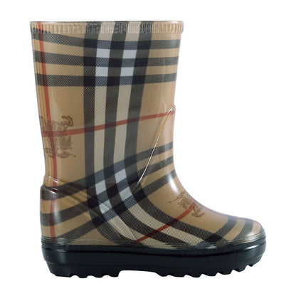 Baby Beige Check Rain Boots