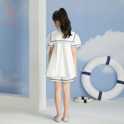 女童小海军棉布衬衫裙