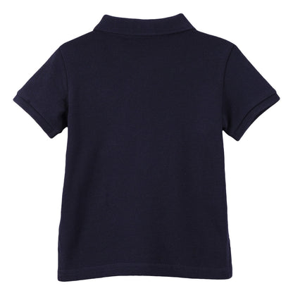 Baby Boys Navy Blue Cotton Polo Shirt With Embroidered Logo