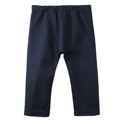 Girls Navy Blue Cotton Straight Trousers