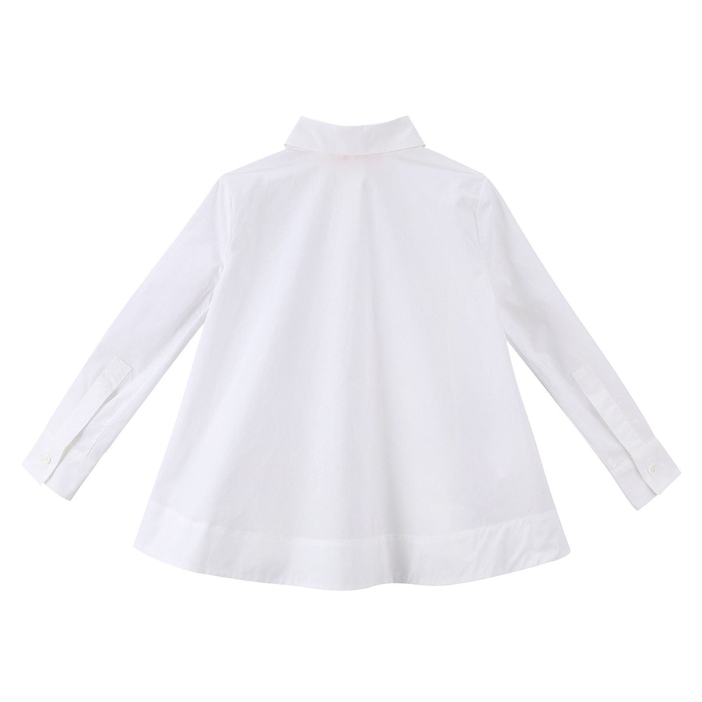 Girls Milk White Cotton Frilly Hem Blouse