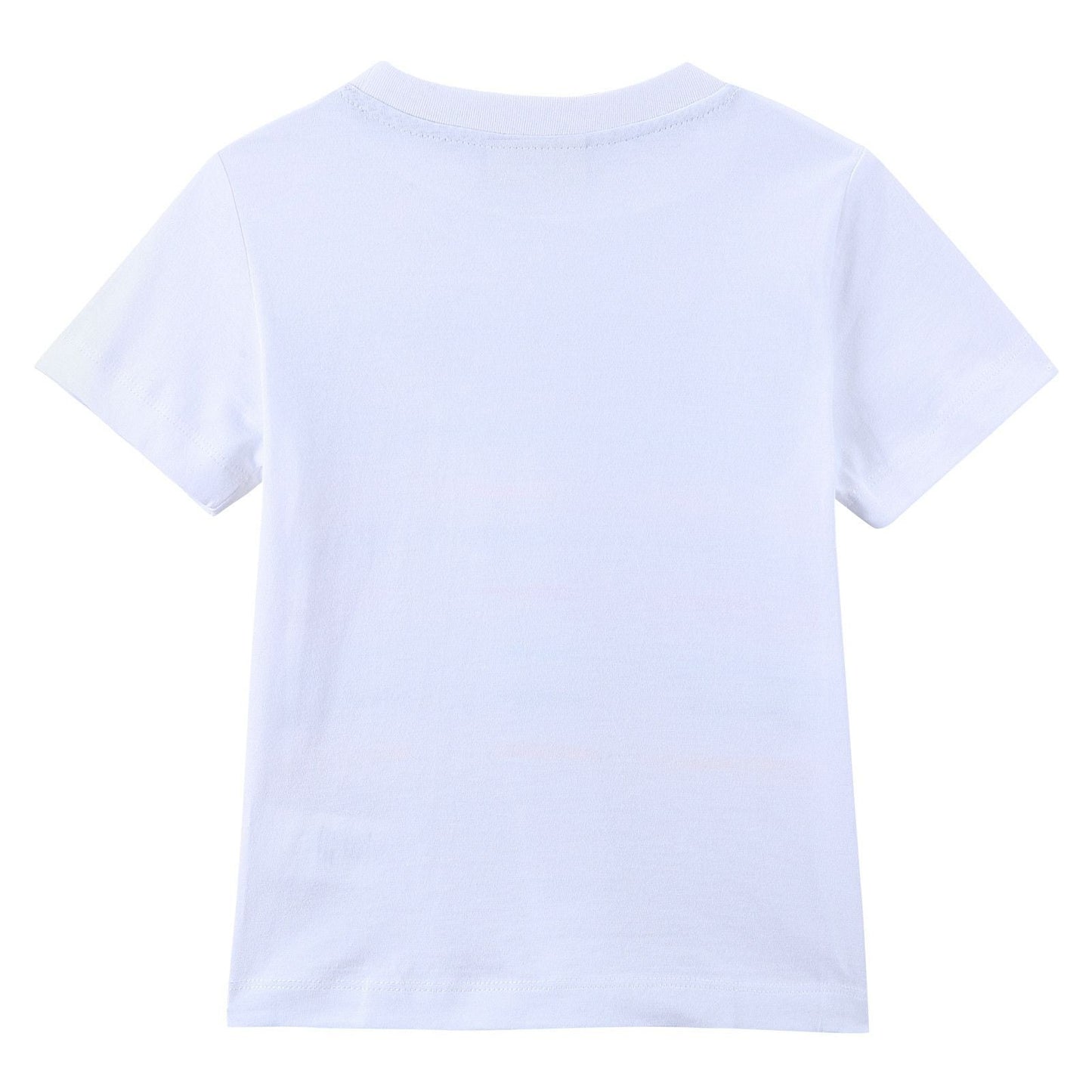 Boys White Cotton T-Shirt With Multicolour Stripe