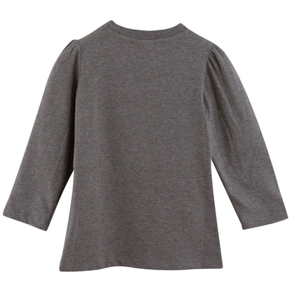 Baby Girls Grey Cotton Monster Printed T-Shirt