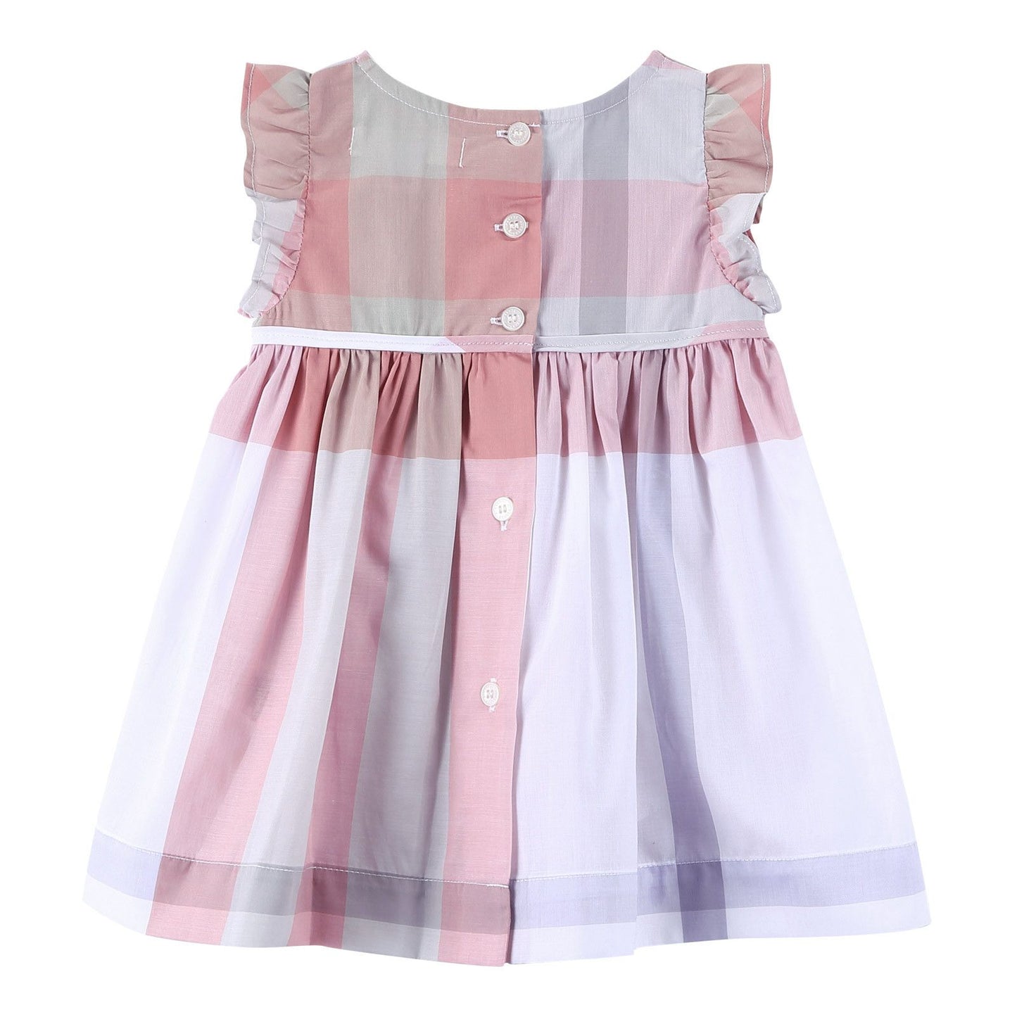 Baby Girls Pink Check Dress With Frill Sleeve