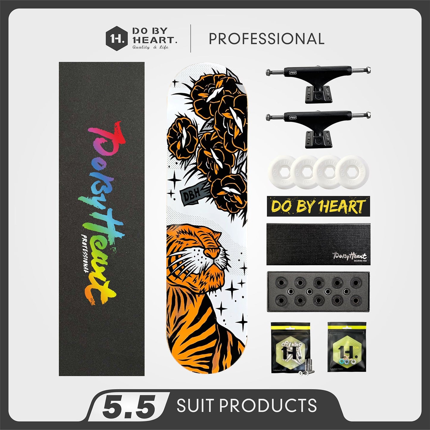 DBH 5.5 老虎白色滑板套装