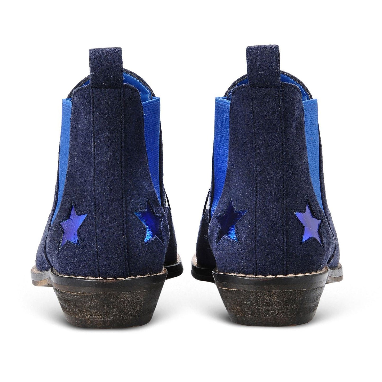 Lily Girls Navy Blue Boots With Green Shimmer Star