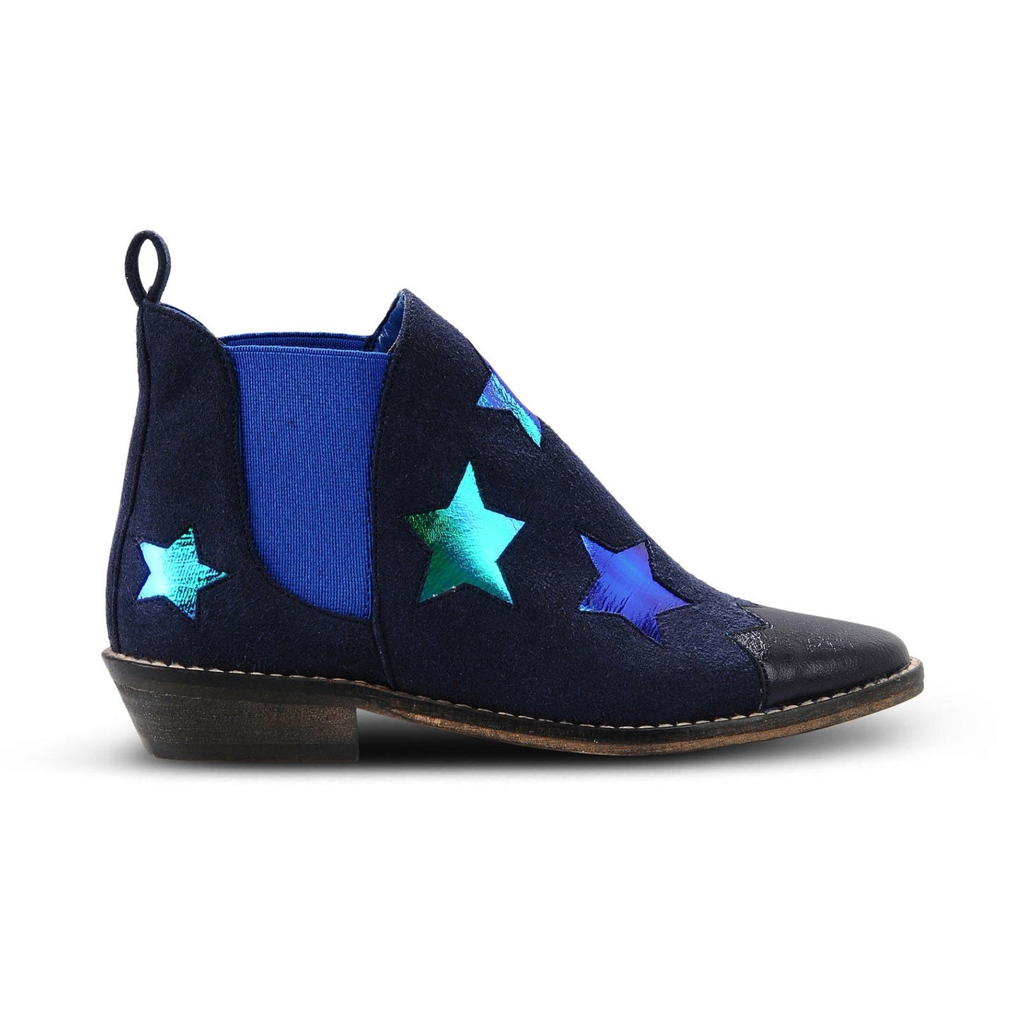 Lily Girls Navy Blue Boots With Green Shimmer Star