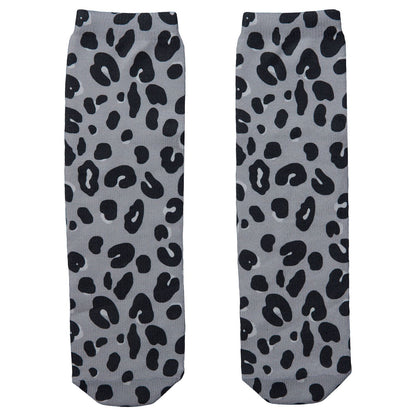 Trumpet Baby Pink&Grey Leopard Printed Socks