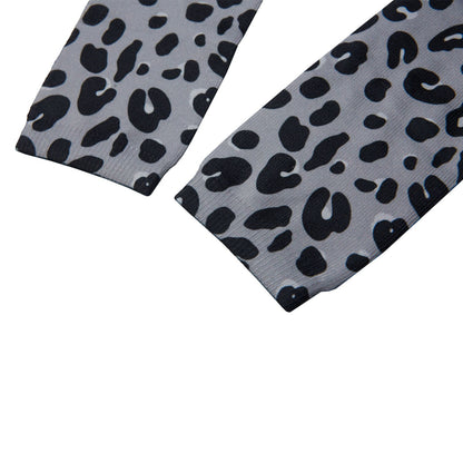 Trumpet Baby Pink&Grey Leopard Printed Socks
