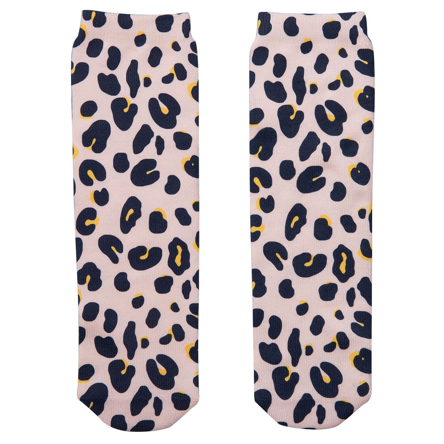 Trumpet Baby Pink&Grey Leopard Printed Socks