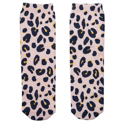 Trumpet Baby Pink&Grey Leopard Printed Socks