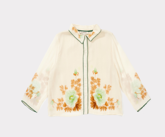 Girls Cream Watercolour Shirt