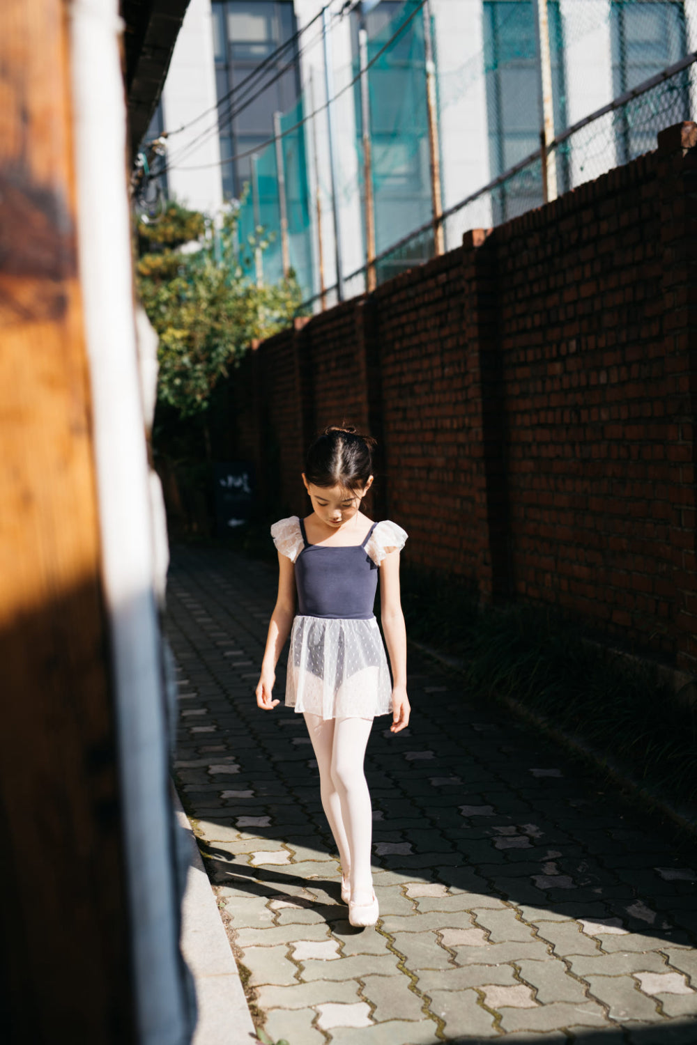 女童藏青色芭蕾舞连体衣套装
