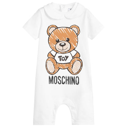 Baby Girls Ivory Teddy Cotton Rompers