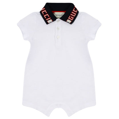 Baby Boys White Cotton Babysuits