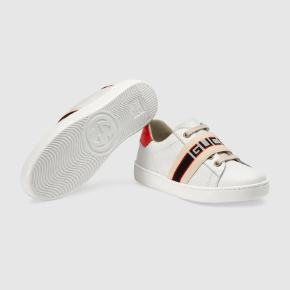 Boys & Girls White Logo Leather Shoes