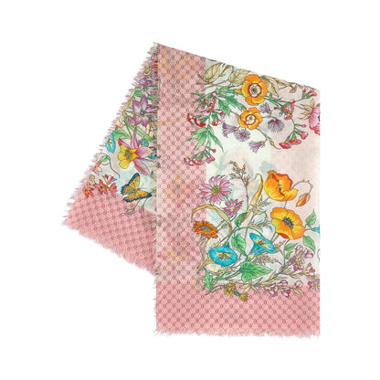 Girls Pink & Ivory Flowers  "80X80CM" Scarves