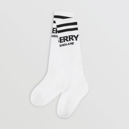 Boys & Girls White Logo Cotton Socks
