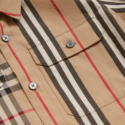 Boys Beige Check Cotton Shirt