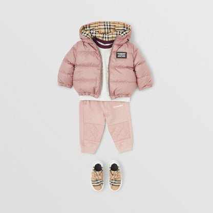Baby Girls Pink & Archive Beige Reversible Padded Down Jacket