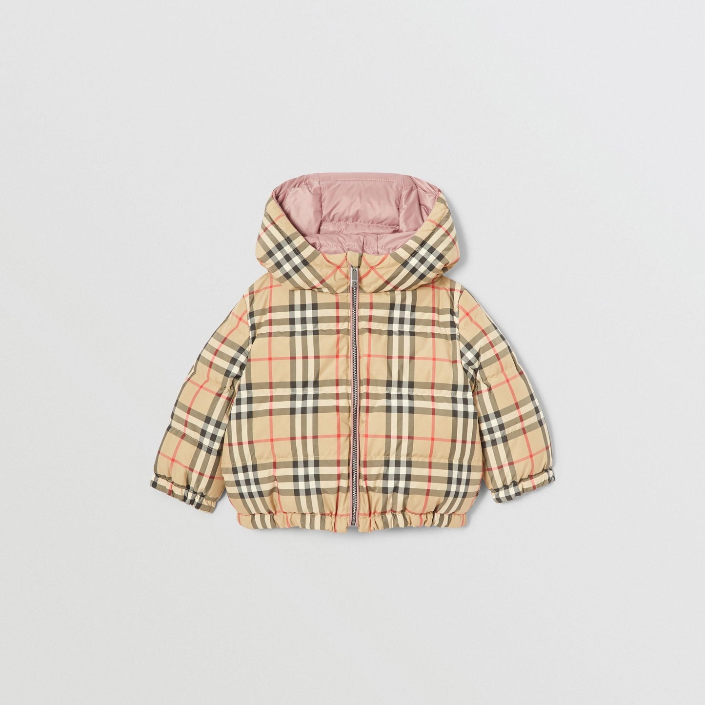 Baby Girls Pink & Archive Beige Reversible Padded Down Jacket