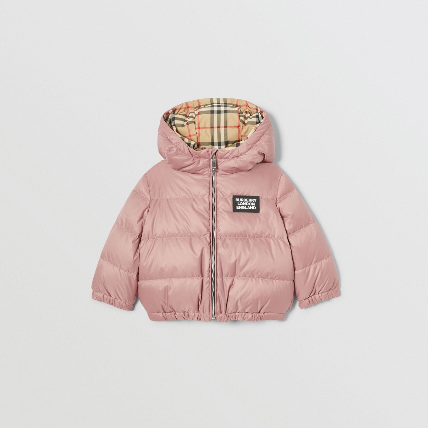 Baby Girls Pink & Archive Beige Reversible Padded Down Jacket