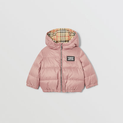 Baby Girls Pink & Archive Beige Reversible Padded Down Jacket