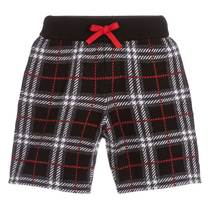 Boys Black Check Wool Shorts
