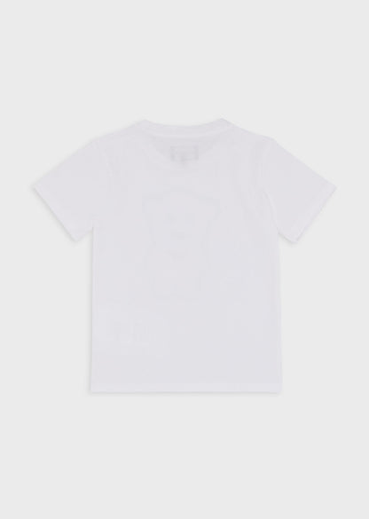 Boys White Printed Cotton T-shirt