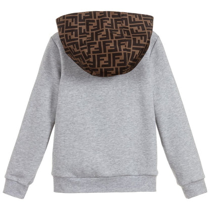 Girls Grey Hooded Cotton Sweatshirt